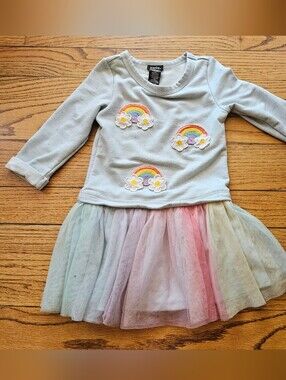 Zunie Rainbow Tulle Dress 4 4T Sweatshirt Toddler Girl